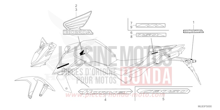 MARQUE de Hornet 750 PEARL GLARE WHITE (NHB53) de 2023